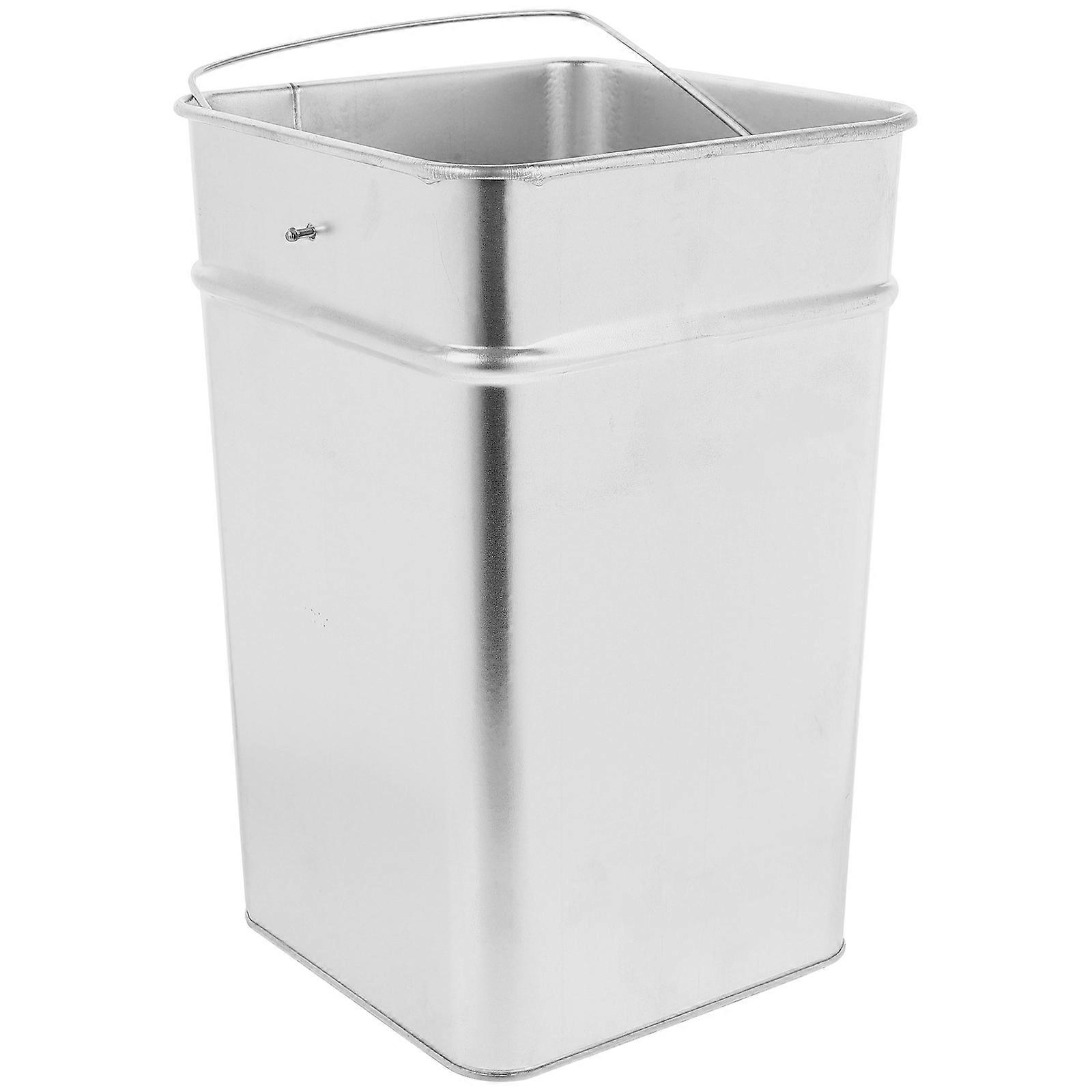 Metal Trash Can Bucket Anti Rust Multipurpose Garbage Container for Outdoor Use Silver 31.00X20.0xCm 1Pcs