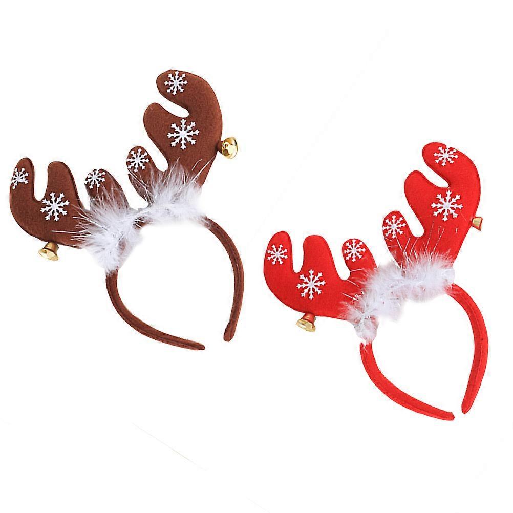 Deer Headbands Reindeer Antlers Headband Festive Style Christmas Dancing Party Accessories Red Khaki 2Pack
