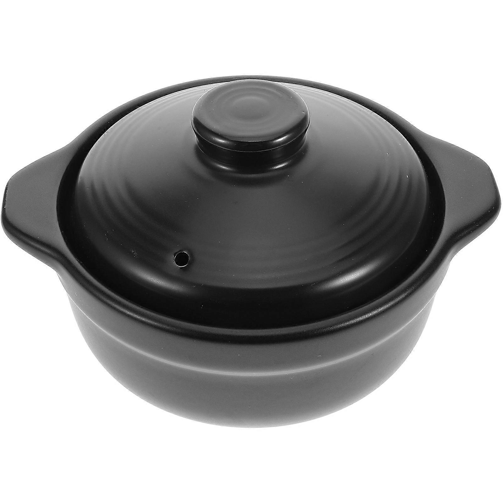 Ceramic Casserole Dish Stew Pot Home Use Black 22.00X18.50X13.00CM Braising Soup 1Set