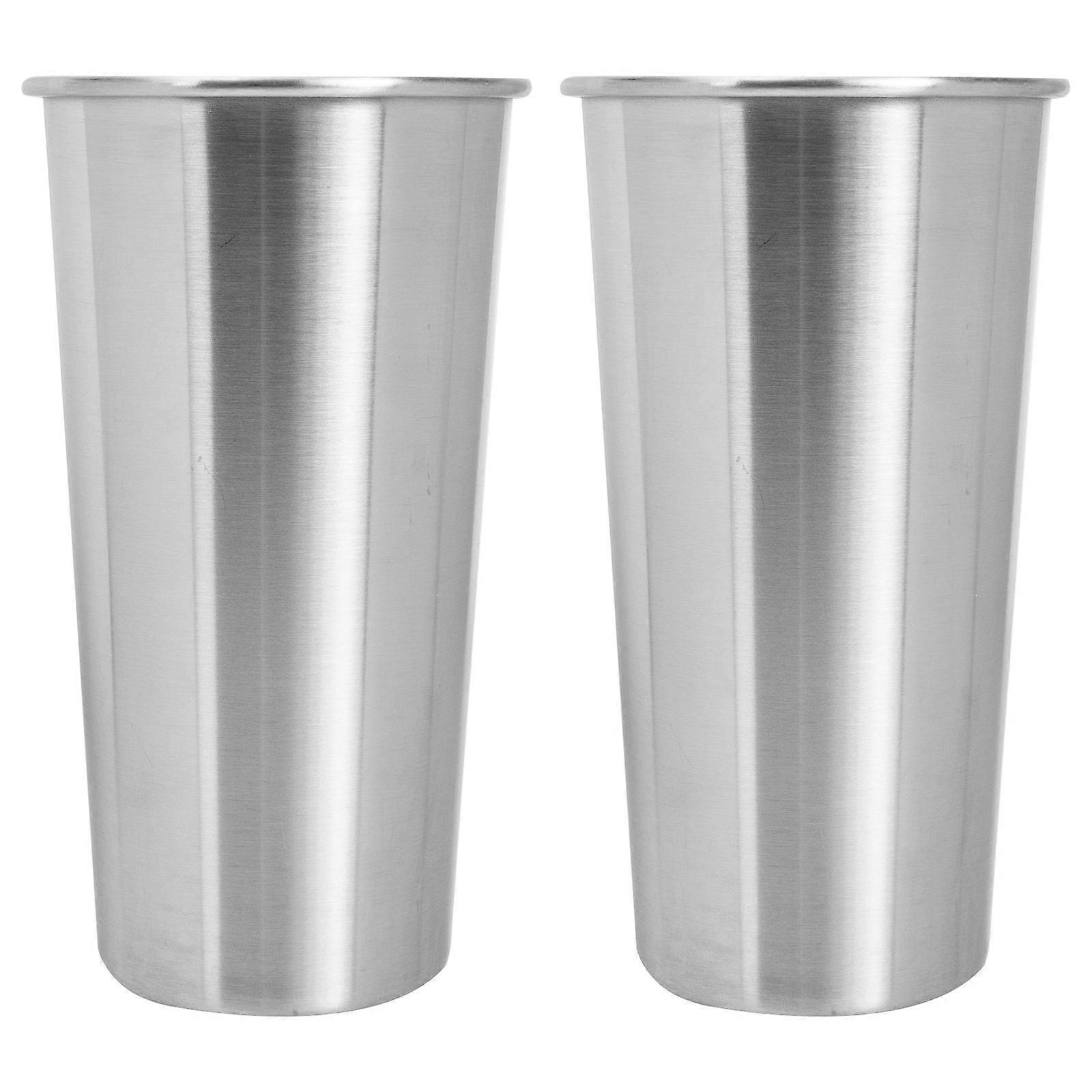 Silver Stainless Steel Cup Coffee Cup for Home 2Pcs Drinkware