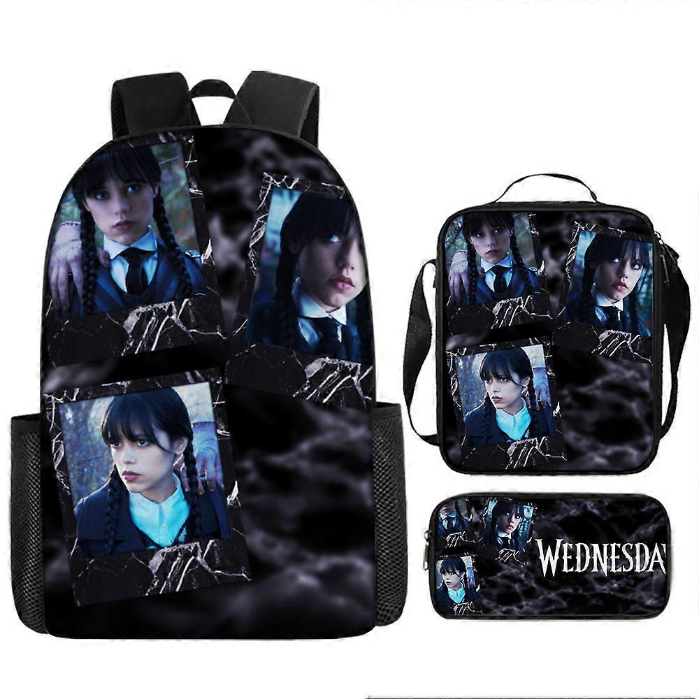 17-inch student backpack set 3D digital printing backpack three-piece set