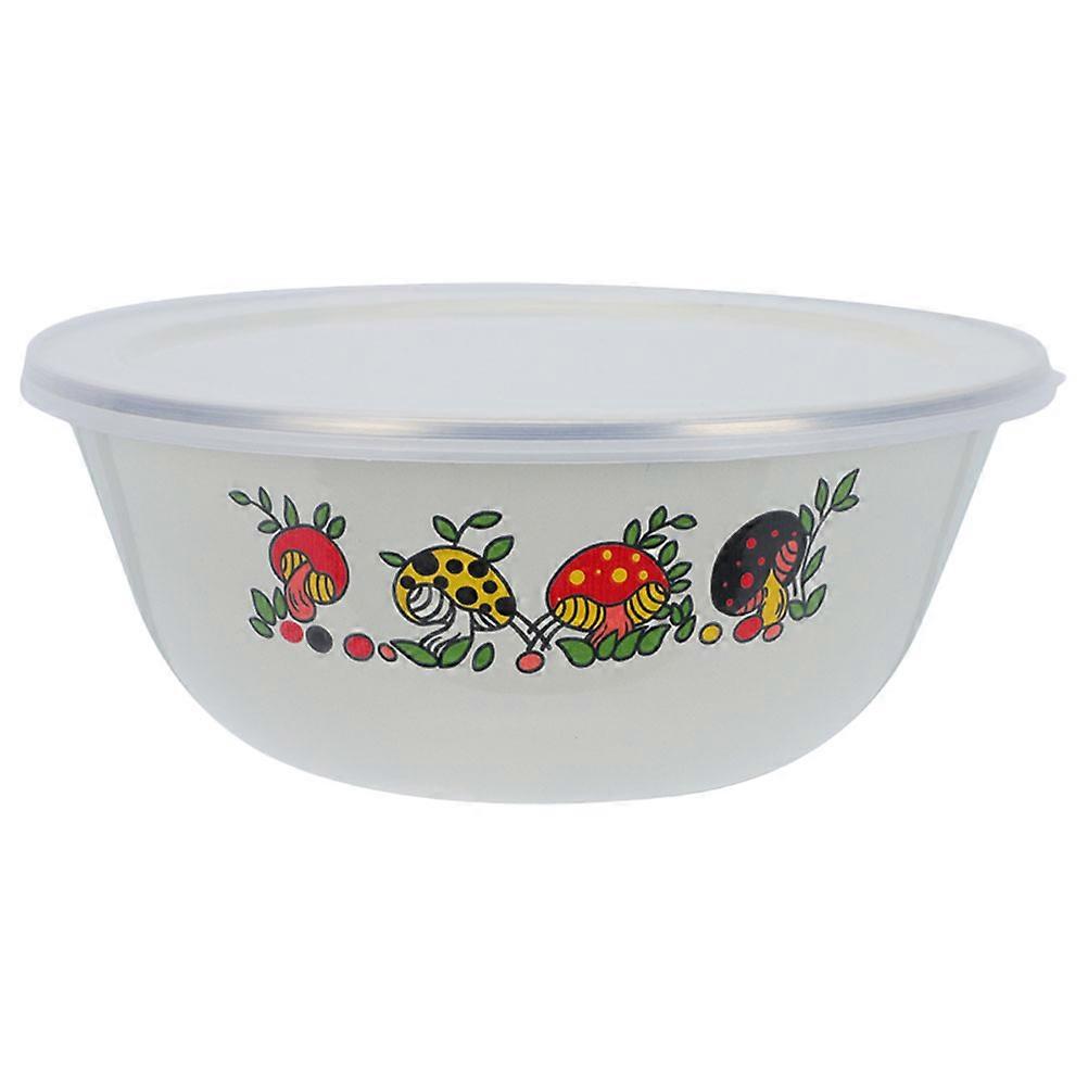 Enameled Basin Enamel Mixing Bowl With Lid For Kitchen Tableware White 20.00X20.00X8.00CM Mixing Ingredients 1 Set