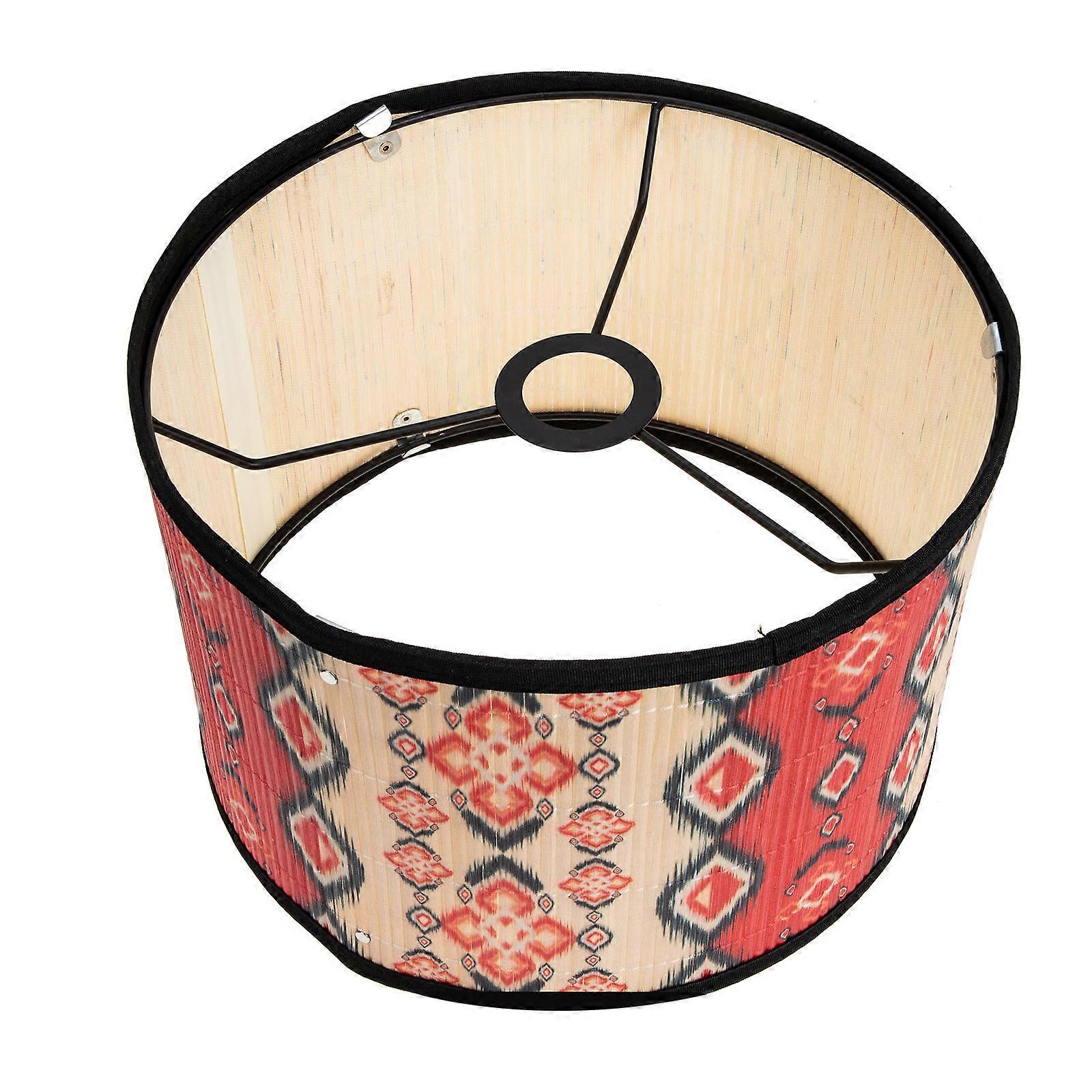 Barrel Lamp Shade Modern Ceiling Light Shades Small Red 30x30cm Bamboo Iron Composite Material Decorative Lighting For Adults 1Pack