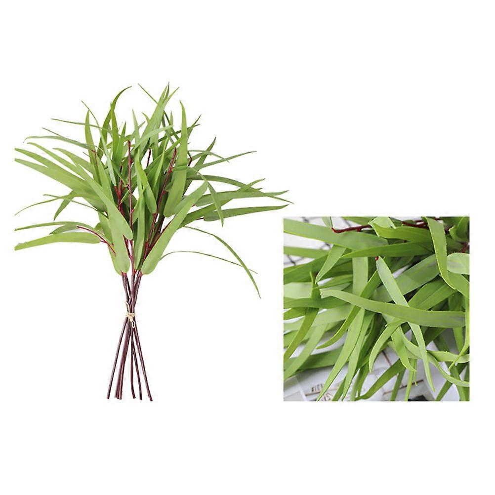 Fake Grass Stems Artificial Plants Home Decoration Willow Leaf Shape Plastic 8Pcs