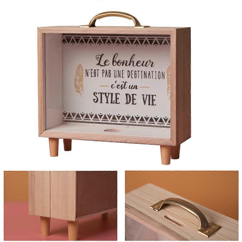 子供のための木製アートフレッシュ貯金箱ロック可能なコイン収納北欧スタイル21x7.5x16cm 1個