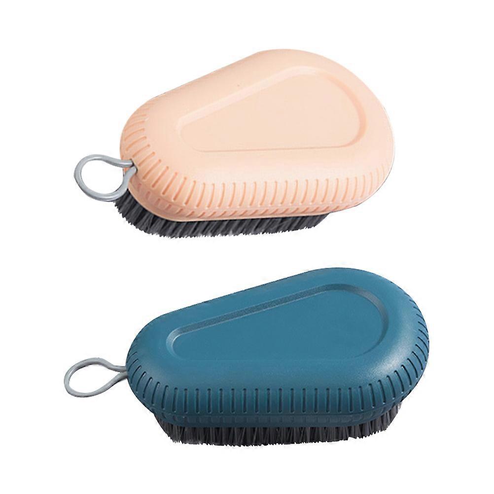 Laundry Brush Scrub Cleaning Clothes Household Cleaning Tool Handle Shape 14x7cm ABS 2Pcs