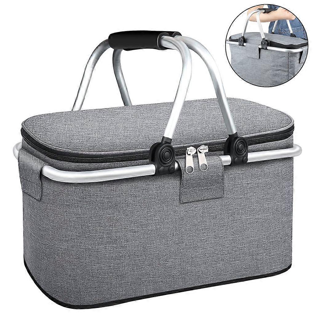 22L Foldable Insulated Picnic Basket with Lid