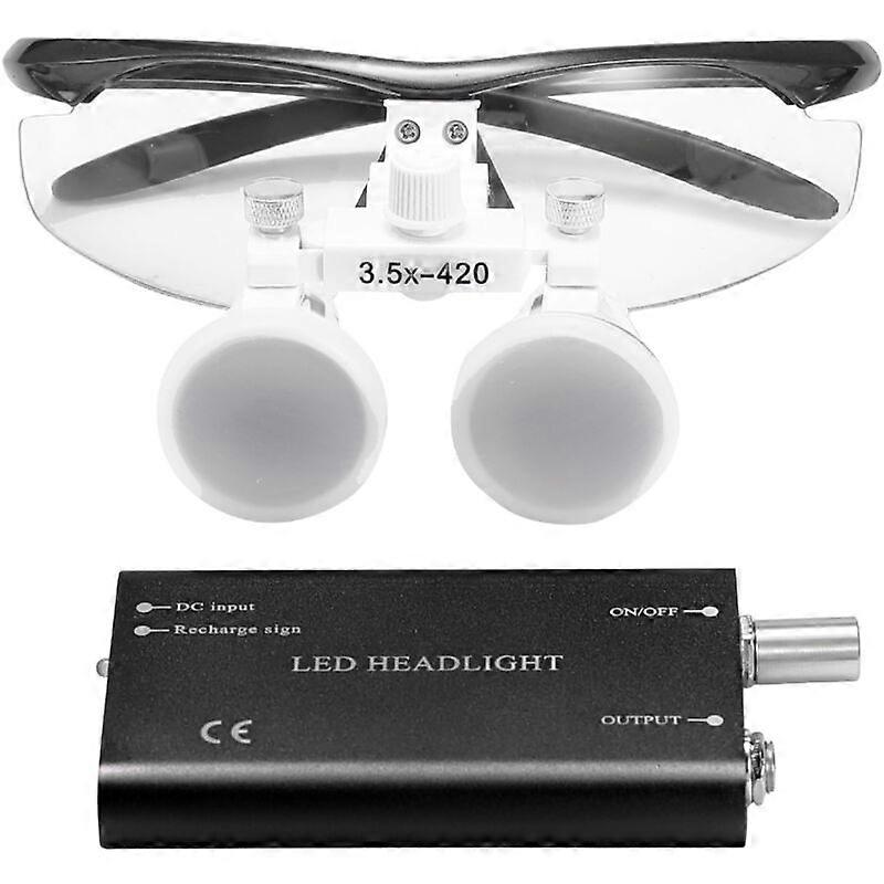 Portable lab box portable 3.5x 420 mm Binocular Surgical Optical Glass Loupe + LED lamp 3 W