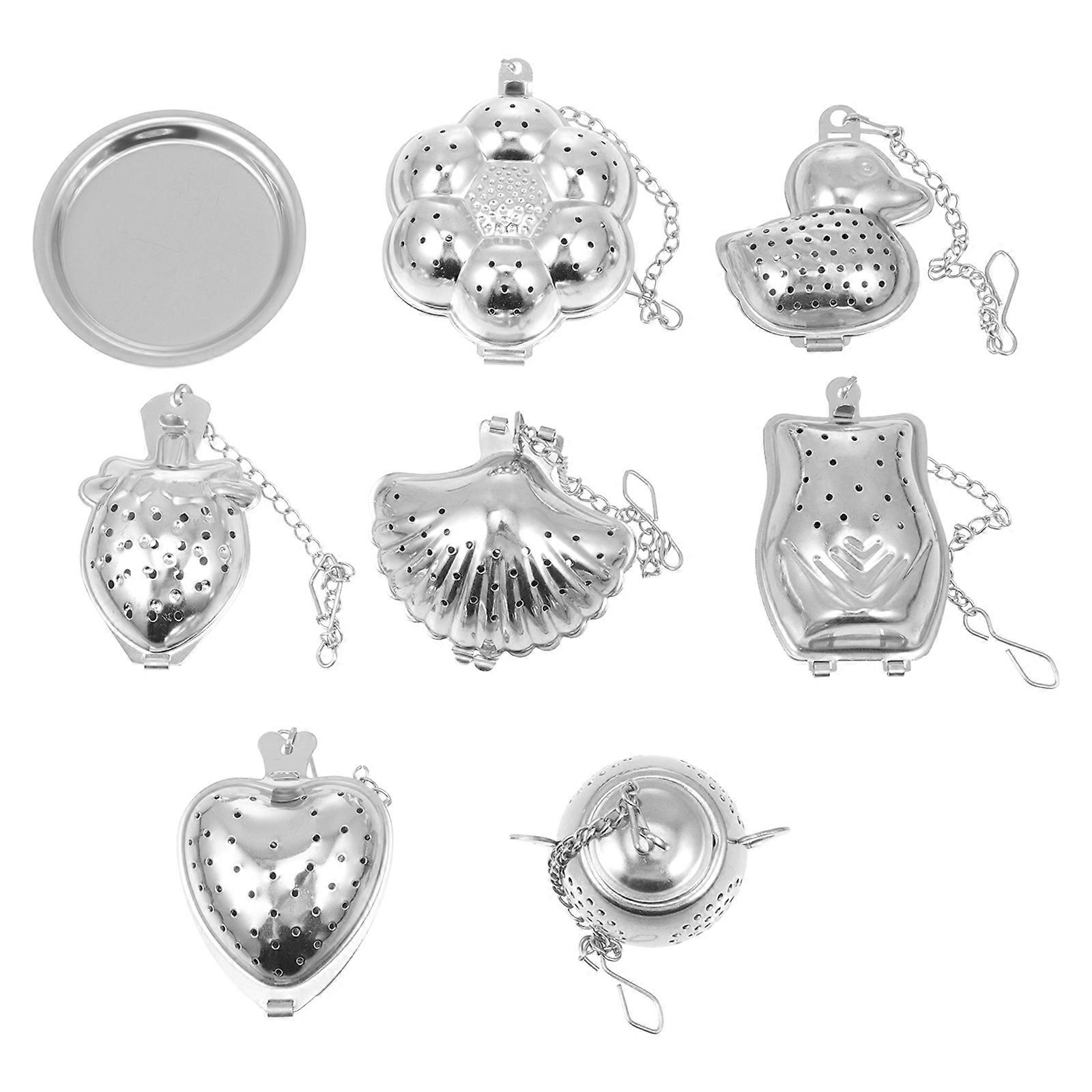 Stainless Steel Tea Filter Set Tea Infusers Home Use Silver Shell Shape 8Pack