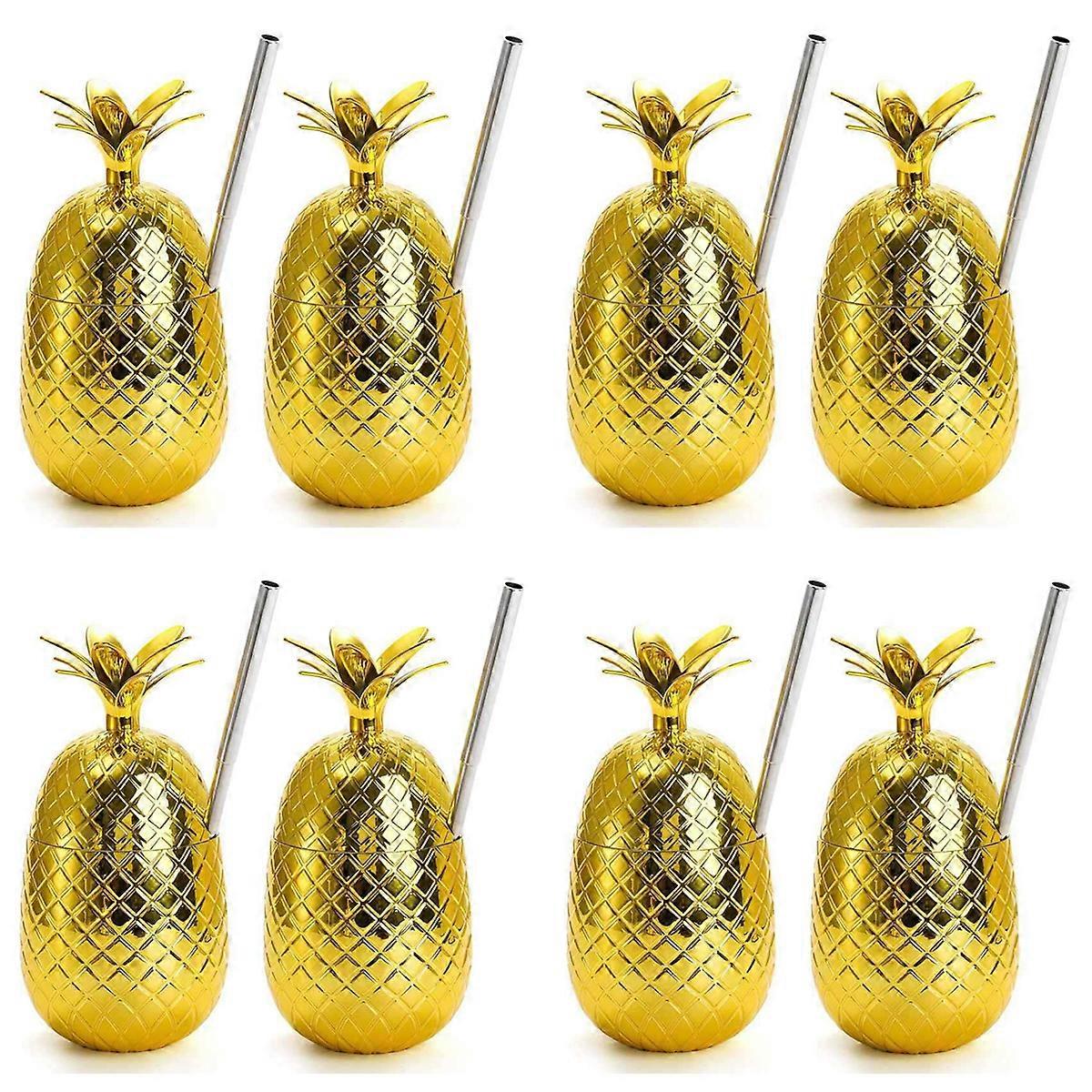 2 Pack Pineapples Drink Cups, 450Ml Pineapples Tumbler with Stretched Straw, Hawaiian Luau Party Cup