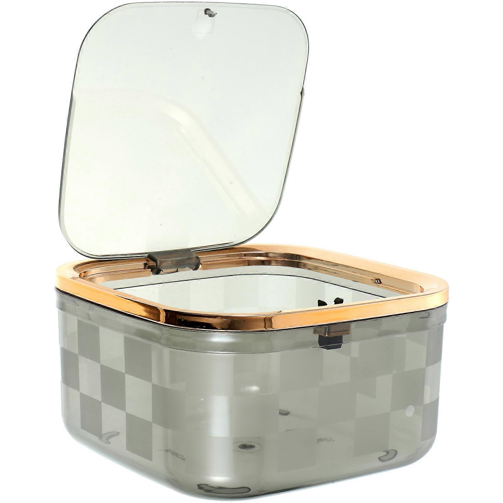 Trash Bin For Bedroom Desktop Trash Can Modern Makeup Table Press To Open Lid 1Pcs