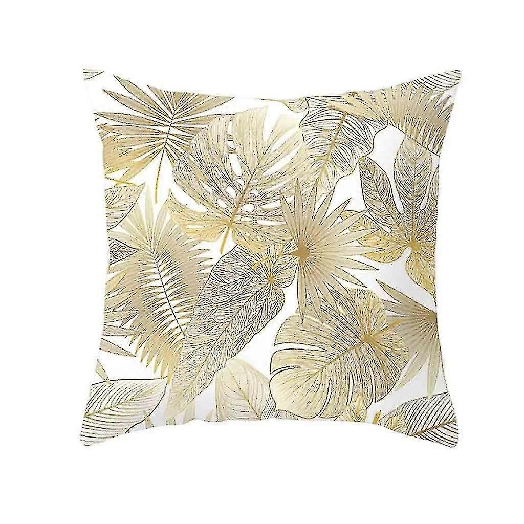 Gold Plant Printed Polyester Pillow Case Cover - Suitable for Certain Brands