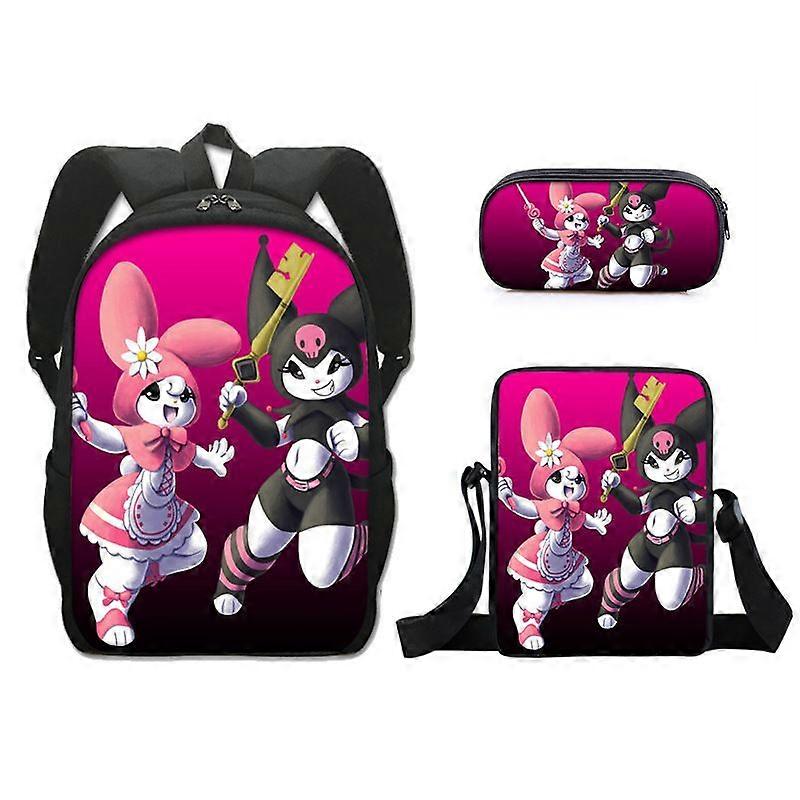 17-inch student backpack set 3D digital printing backpack three-piece set