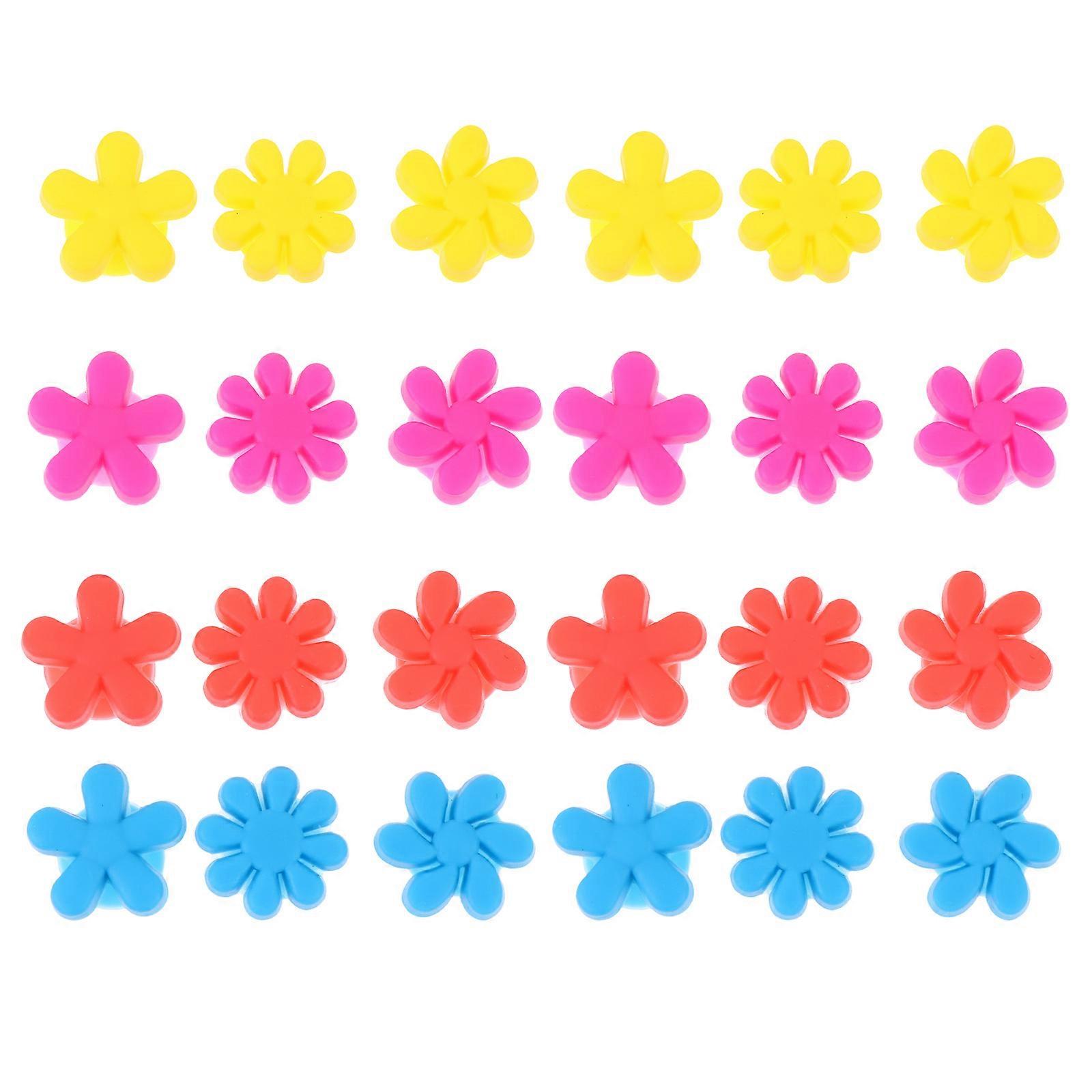 Markers For Glassware Silicone Flower Shaped Wine Cup Identifiers 24Pcs
