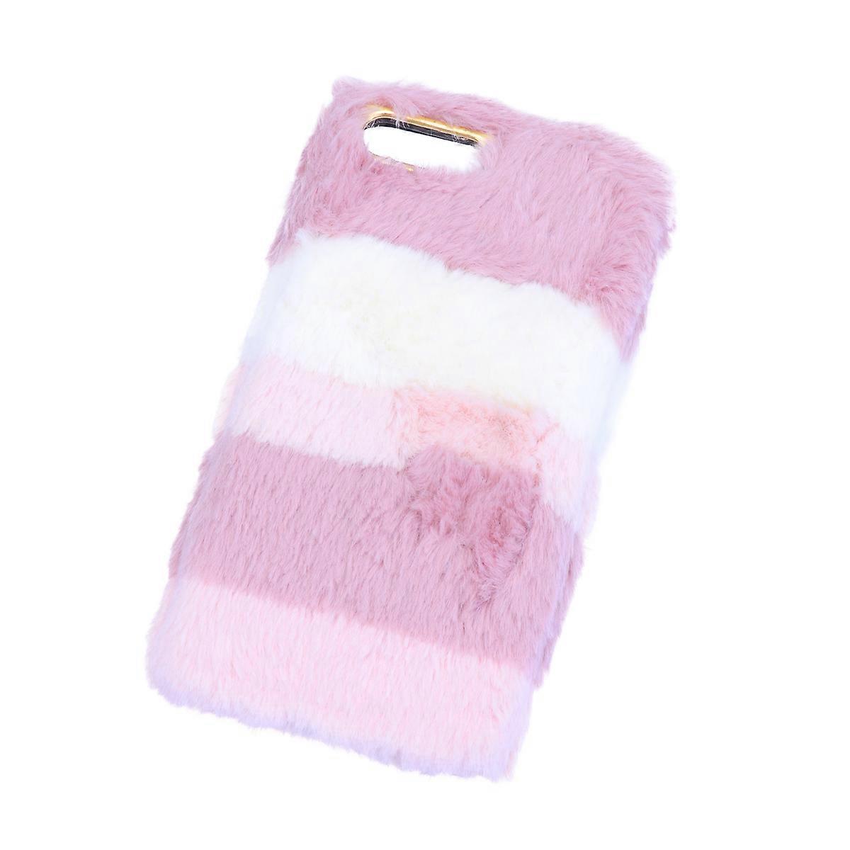 Fluffy Plush Phone Case   Cute Pink & White Protective Cover with Scratch Resistant Texture, Easy Install & Comfortable Grip for Stylish Look
