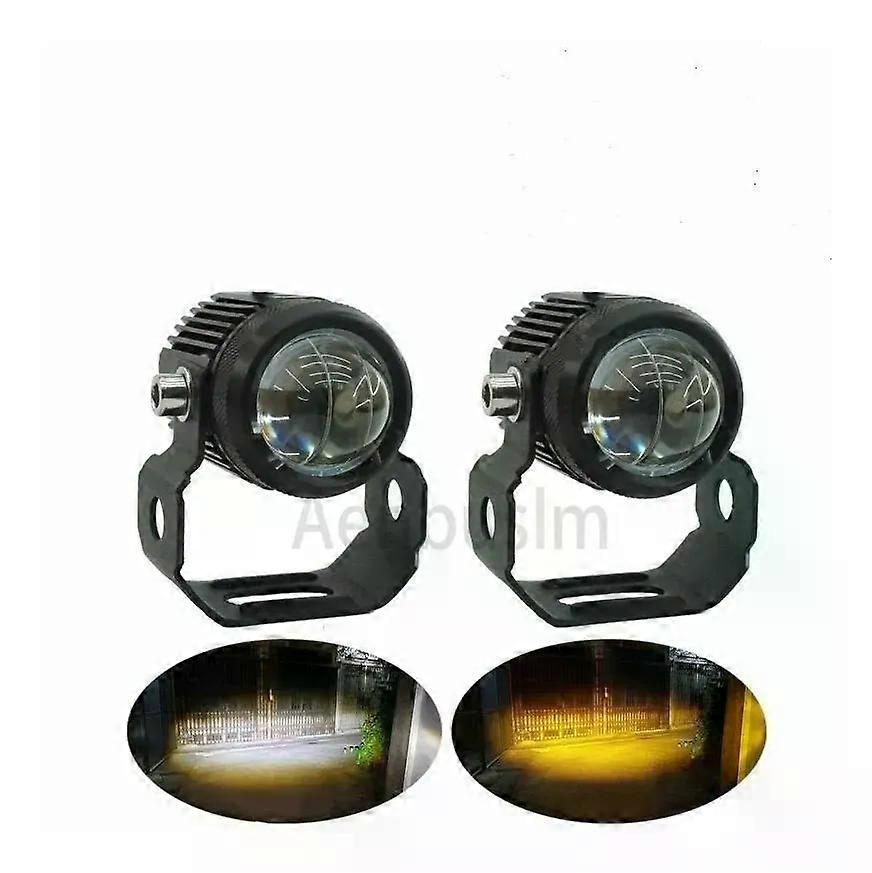 Un Par De Luces Led De Motocicleta 20w Blanco Y Amarillo