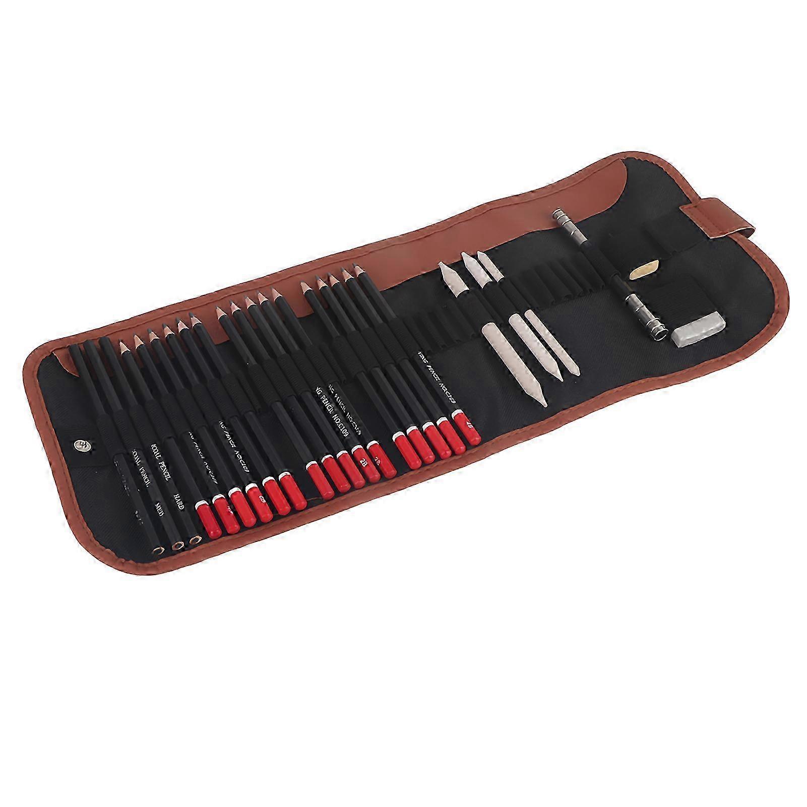 Art Drawing Kit with Sketch Pencils, Charcoal, Eraser, and Curtain Extend Tool for School Supplies