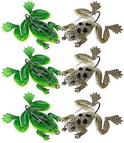 6 Pieces Fishing Lure Frog Soft Bait With Hook 3D Double Propeller Crank Bait For Bass Trout Pike Zander Three Colors