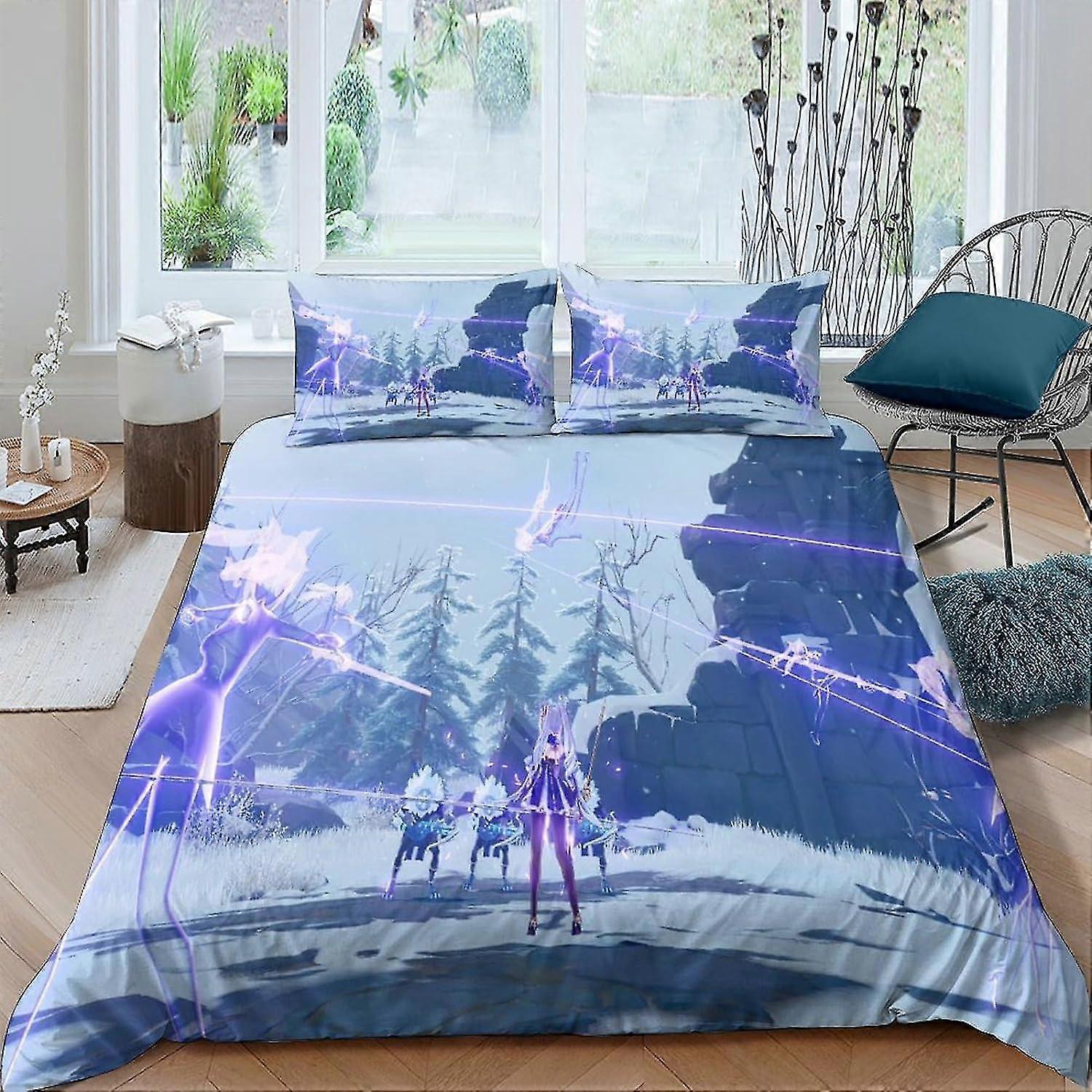 Anime Characters 3D Print Quilt Cover Suitable for Teens and Adults with Zipper Closure Soft Duvet Cover and Pillow Cases