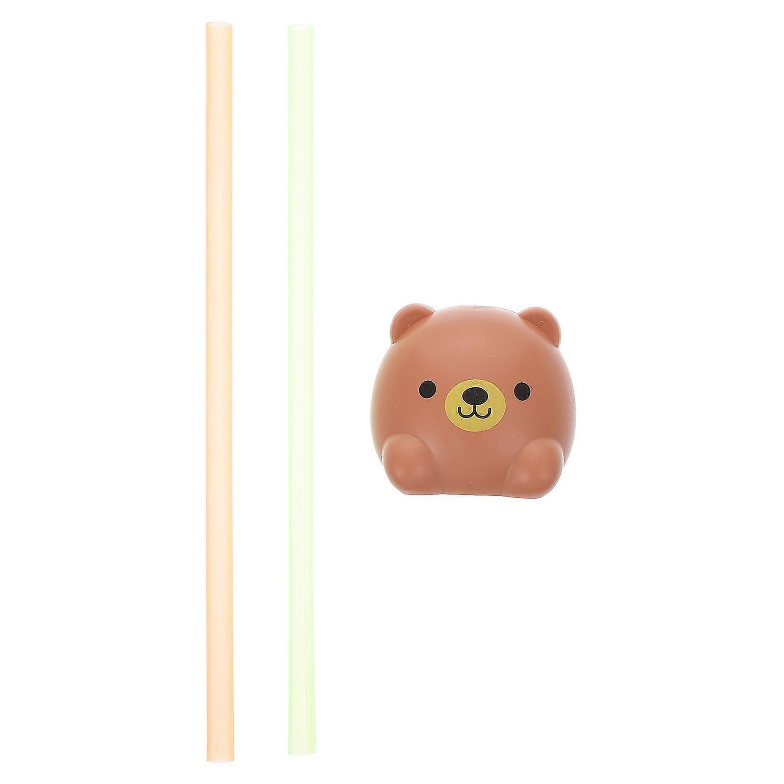 Small Animal Cartoon Straws Brown Color 20x5.2cm Size For Babies Daily Use 1Set
