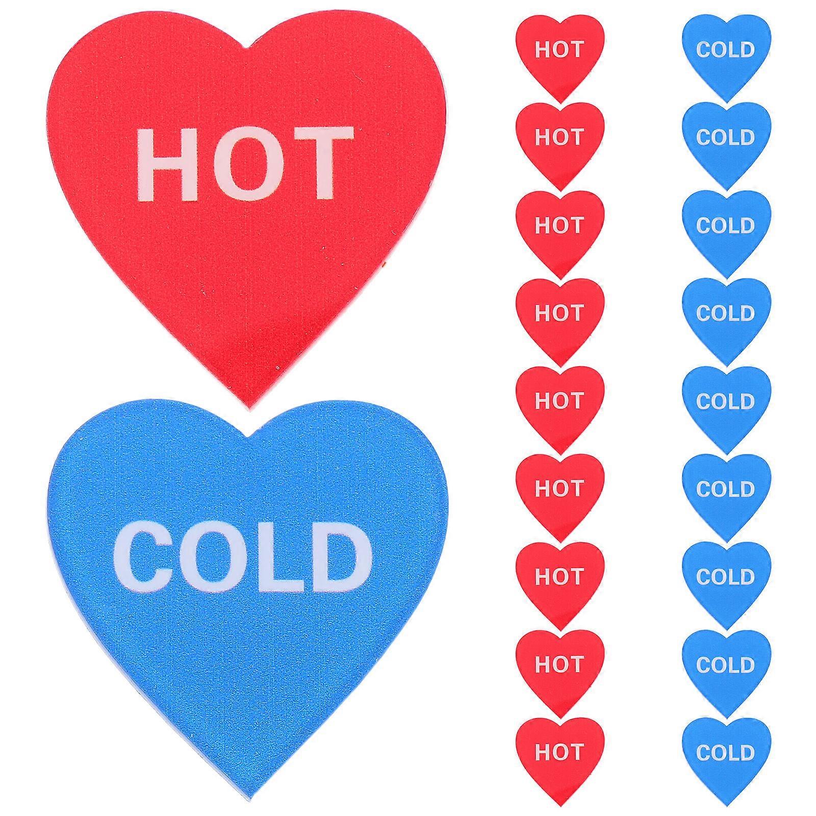 20pcs Acrylic Hot Cold Indicator Signs, Heart Shape Water Temperature Stickers, Self Adhesive Labels for Bathroom, Kitchen, Office, Hotel Sink Use