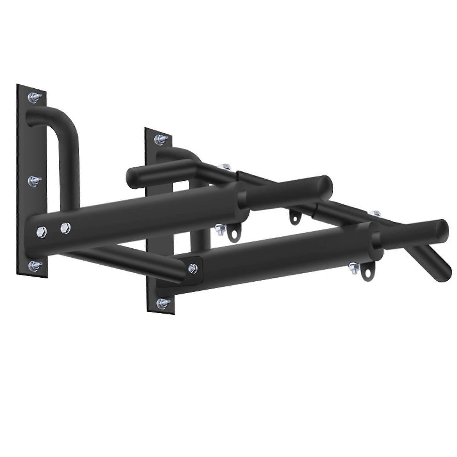 Wall Mounted Pull Up Bar, Portable Pull Up Bar with Multiple Handles, Fitness Equipment, Suitable for Pull Ups, Chin Ups and Push Ups, Black