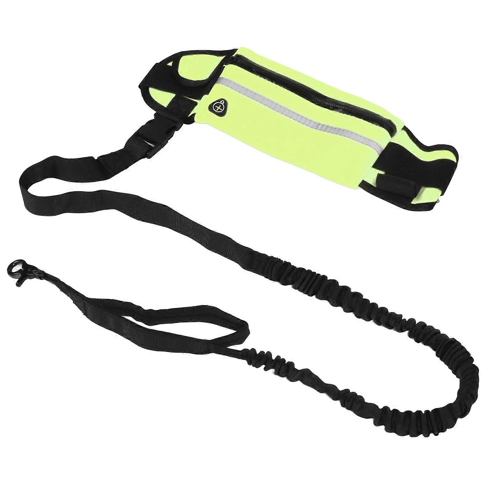 Hands Free Dog Leash Shock Absorption Reflective Dog Running Leash with Zippered Bag for Walking Jogging Running Fluorescent Green 