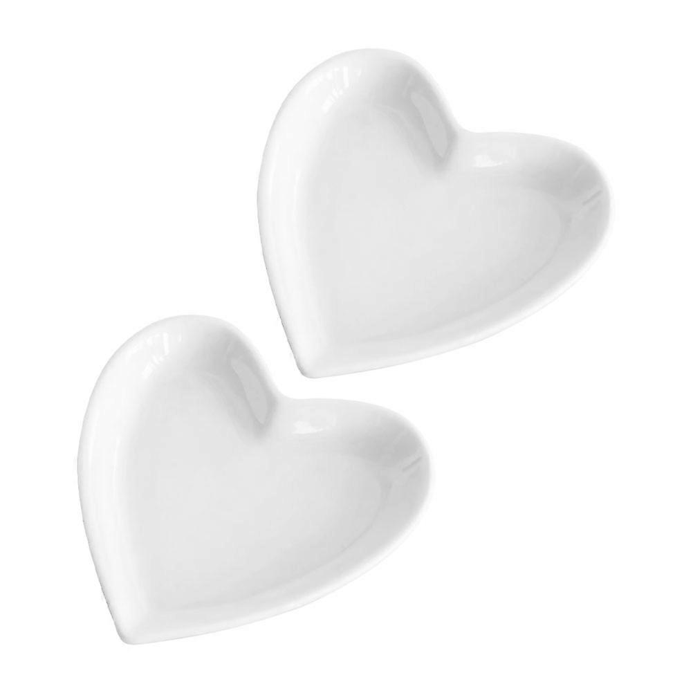 Heart Shaped Ceramic Dishes Set of 2 Elegant Serving Plates for Fruits, Snacks, Salads Smooth Finish Home Tableware