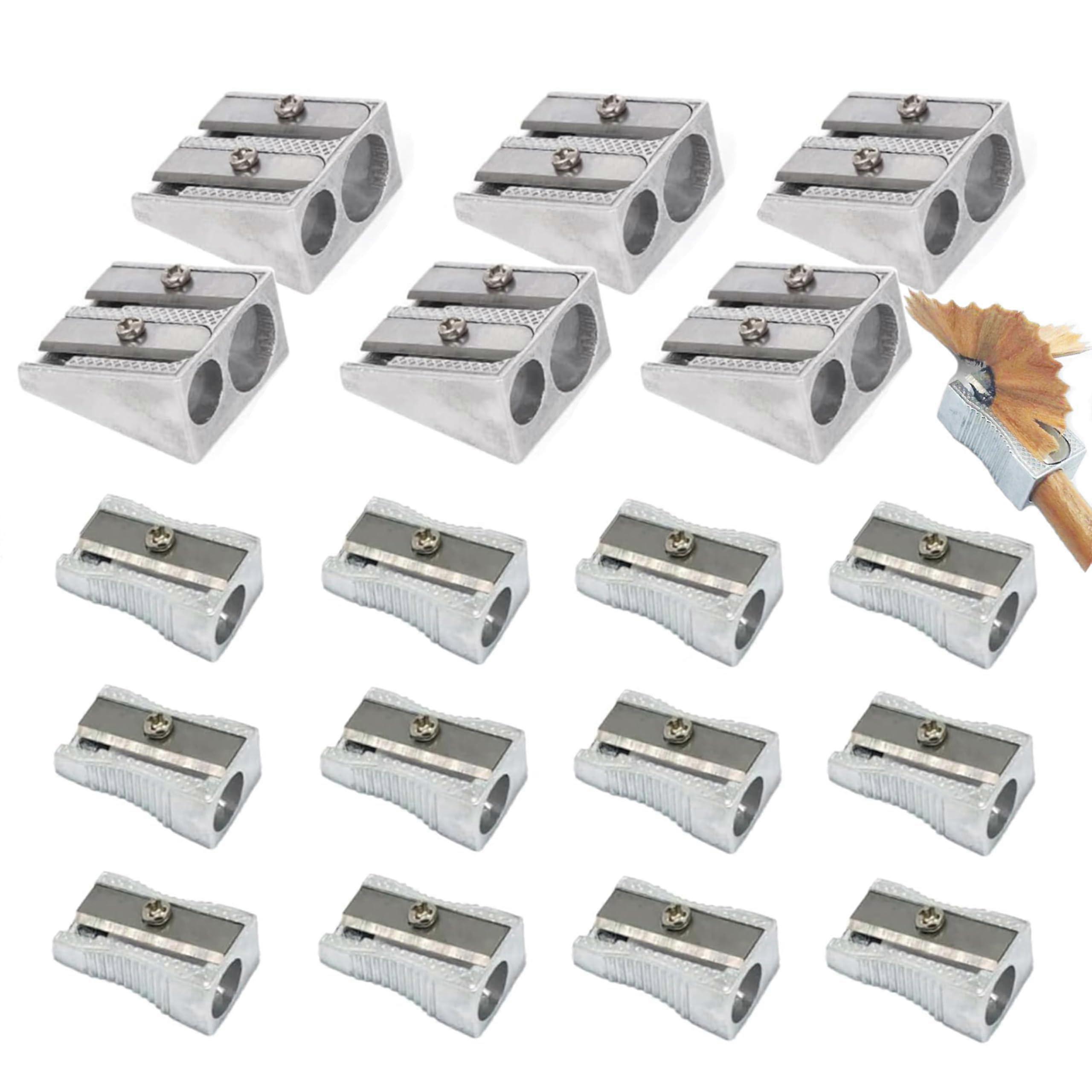 Ensemble de 18 taille-crayons, 6 aiguiseurs en métal à double trou et 12 aiguiseurs en métal à un trou