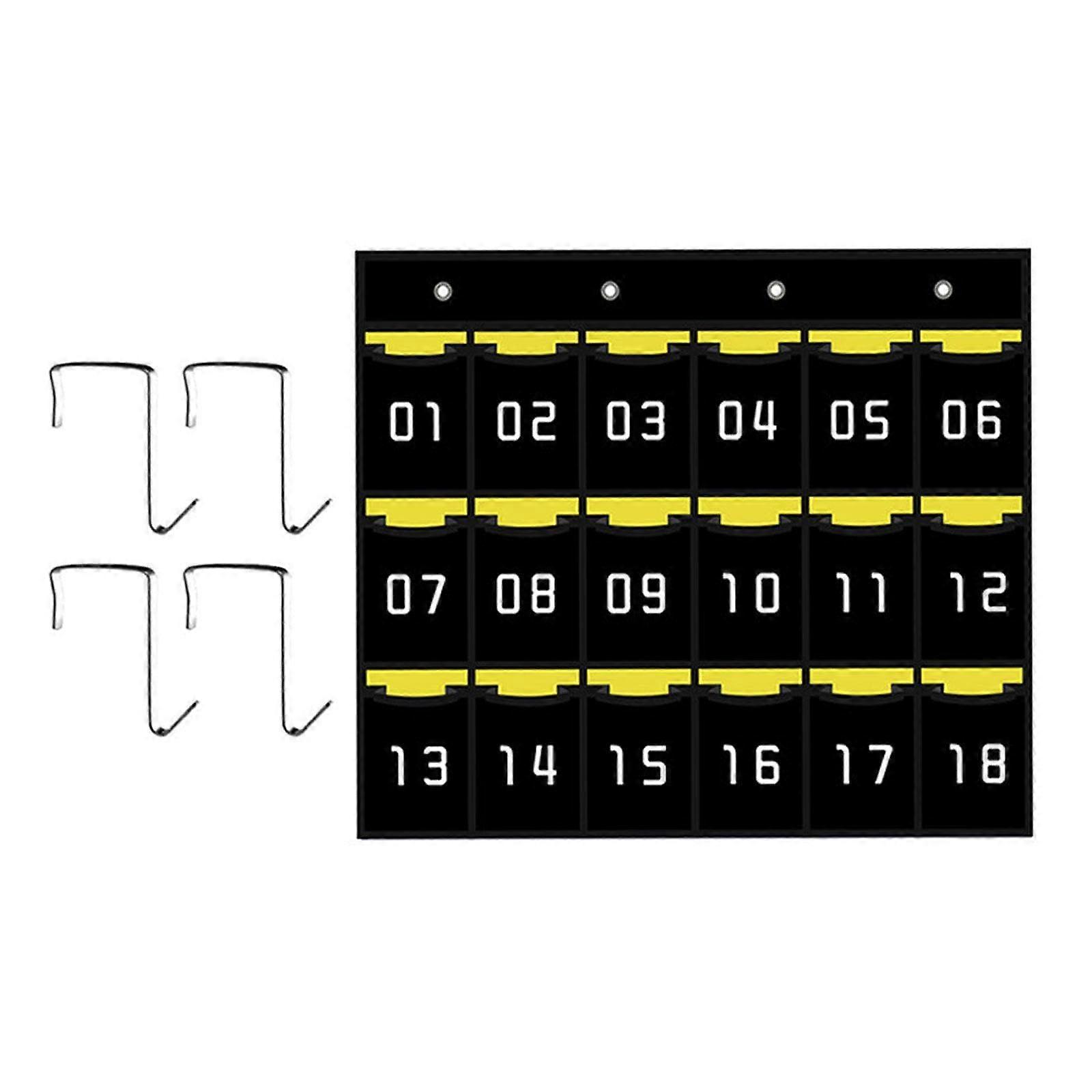 Classroom Pocket Organizer for Charts, Maps, and Phones - 18 Slots, Numbered, Wall-Mountable Classroom Storage Solution
