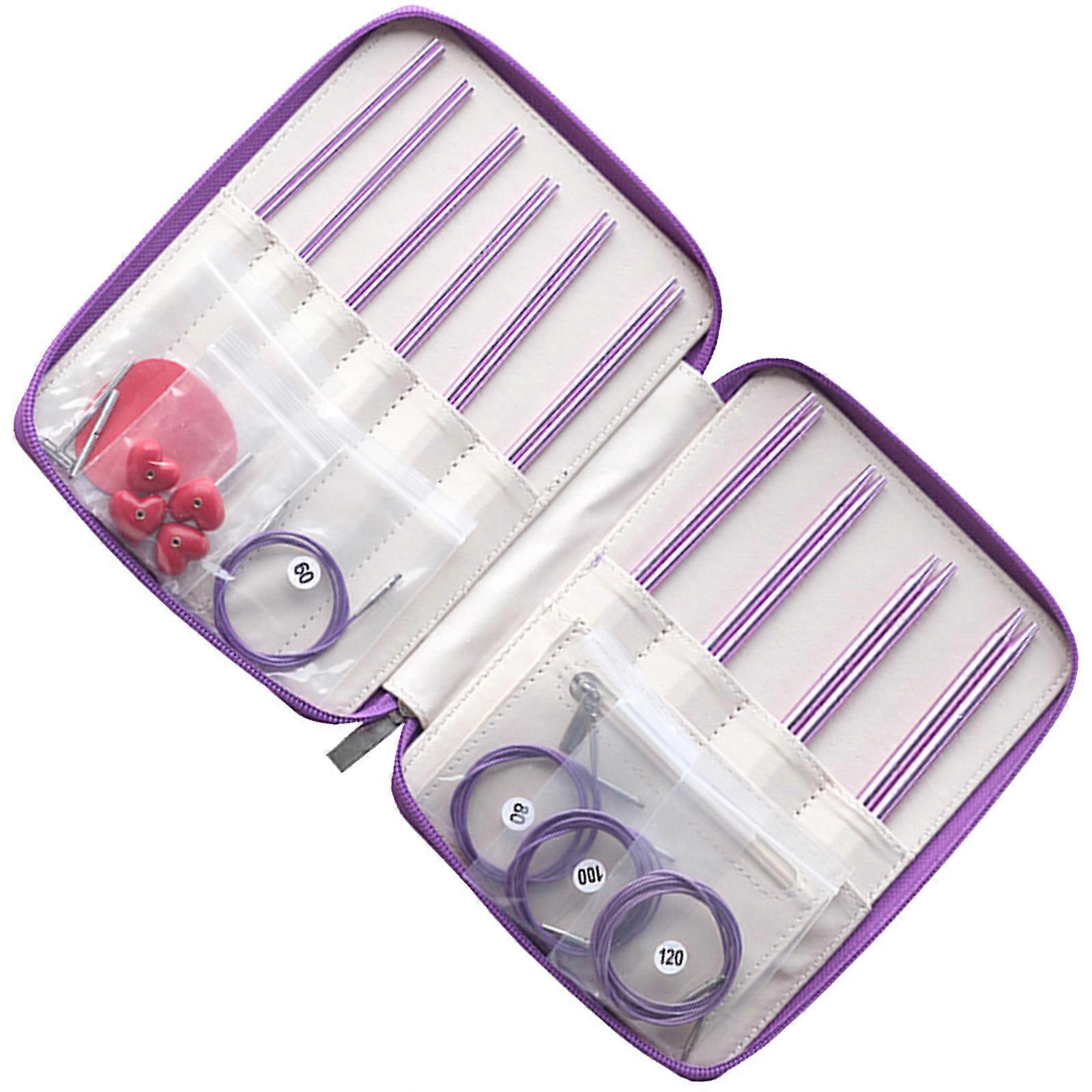 Circular Knitting Needle Set with Case and Accessories Size From 2.75mm to 6mm Knitting Needle Crochet Hook Set Multicolor