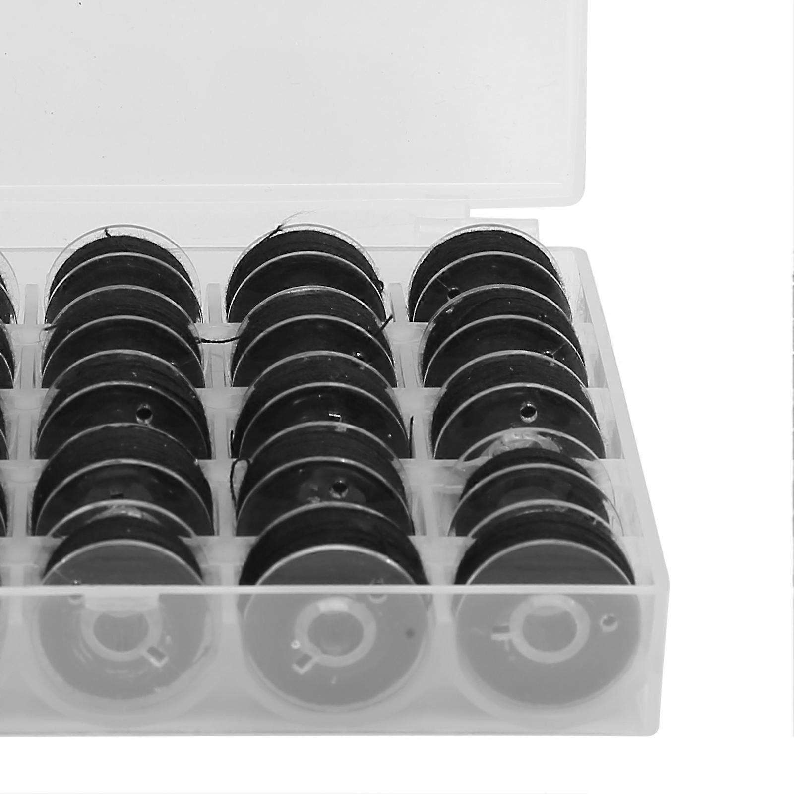 25pcs Bobbin with Thread Winding Wire Transparent Bobbins for Embroidery and Sewing MachinesBlack Thread