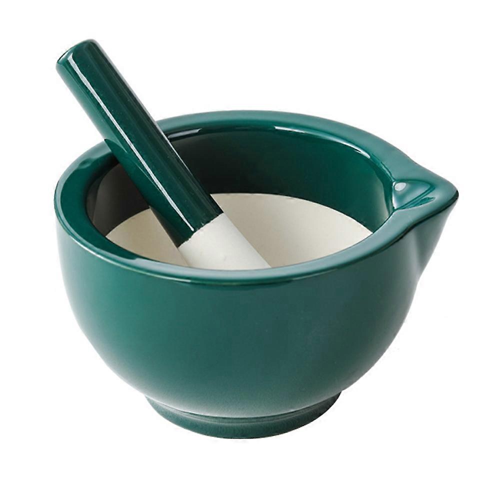 Green Ceramic Grinding Bowl for Home Use and Sturdy 1 Set Manual Mashing Bowl