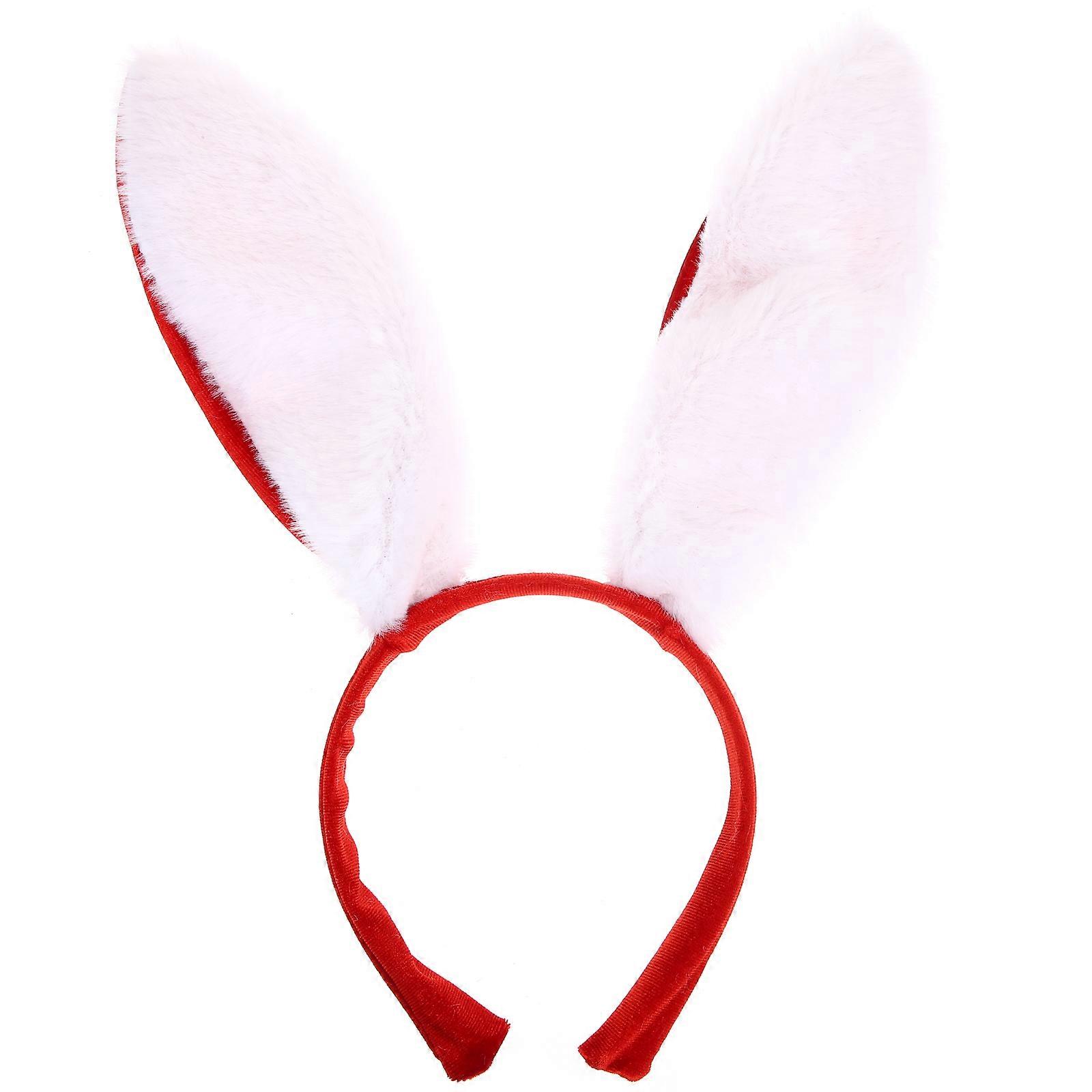 Bunny Ears Headband Rabbit Ears Hairband for Easter and Christmas 30x11.5cm Red 1Pack