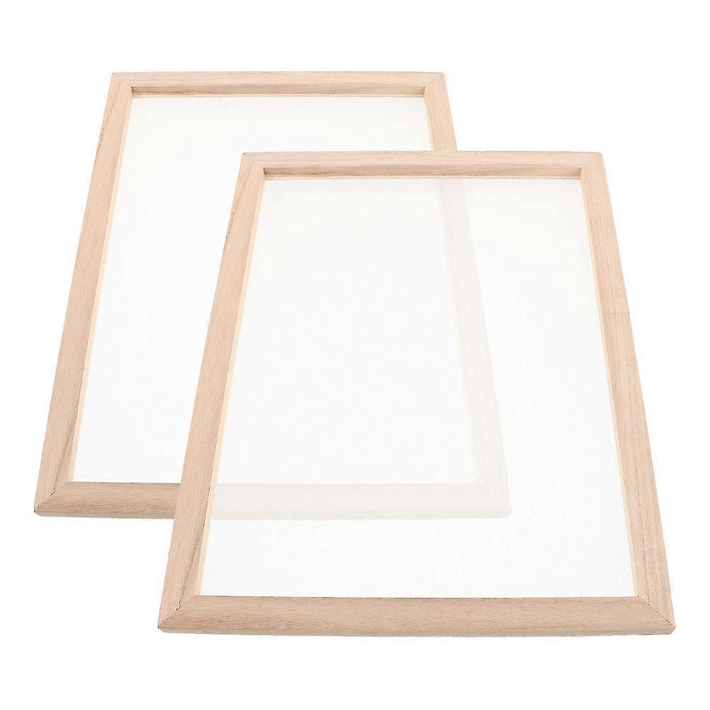 Paper Making Kit For Kids And Adults Wooden Mould With Screen Diy Crafting Supplies Rectangular Beige 2Pcs
