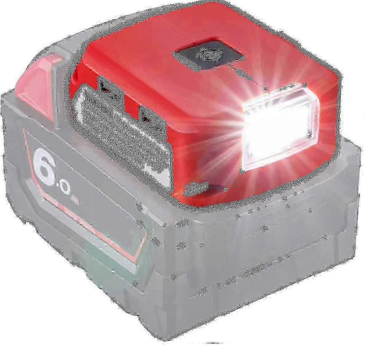 Milwaukee 18v Battery Adapter - Dc Port, Led Work Light, Dual Usb Charger - Compatible With M18 Power Supply
