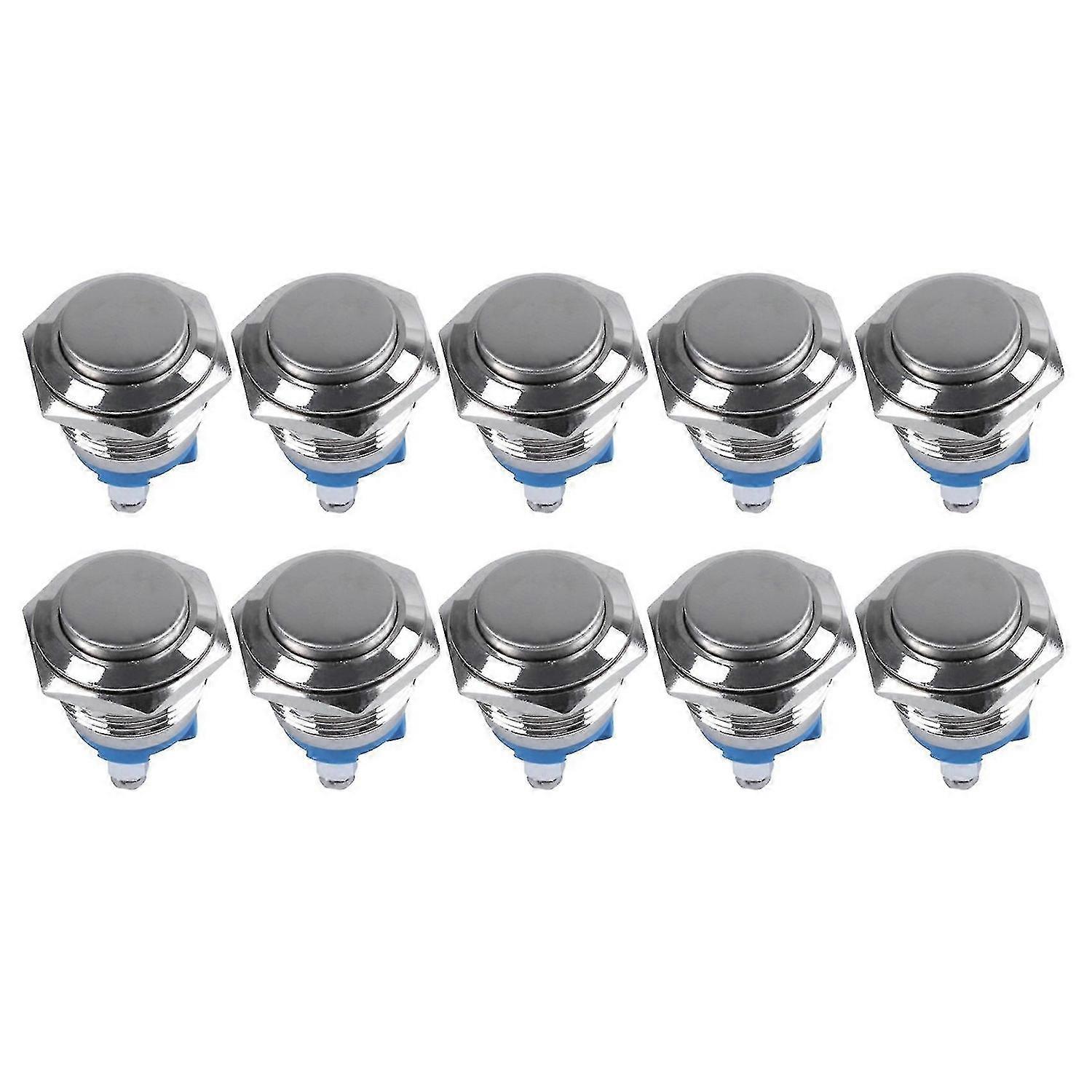 10x 16mm High Round Momentary Metal Push Button Switch