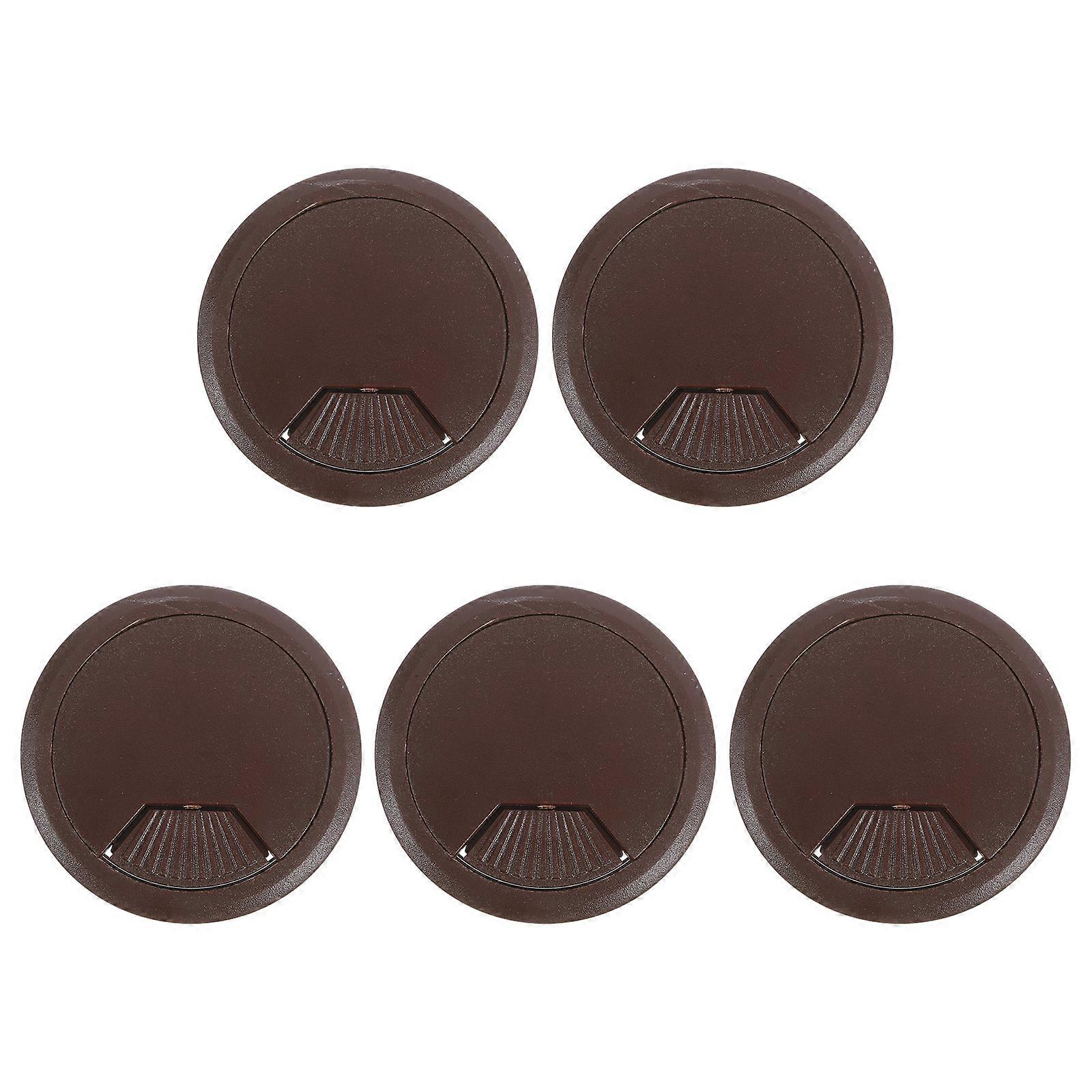 Computer Table Hole Cover Cord Organizer General Users Home Office Avoid Cable Entanglement Brown 5Pcs