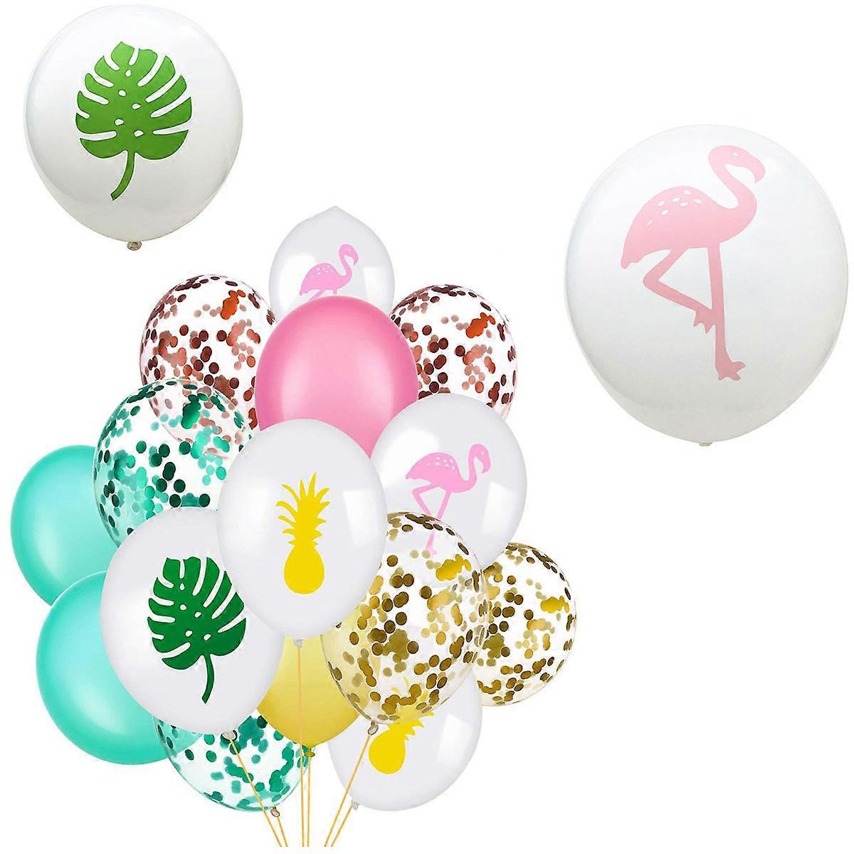 Hawaii Party Decorate with Assorted Color Latex Balloons 3Pcs 12inch Monstera Leaf and Confetti for