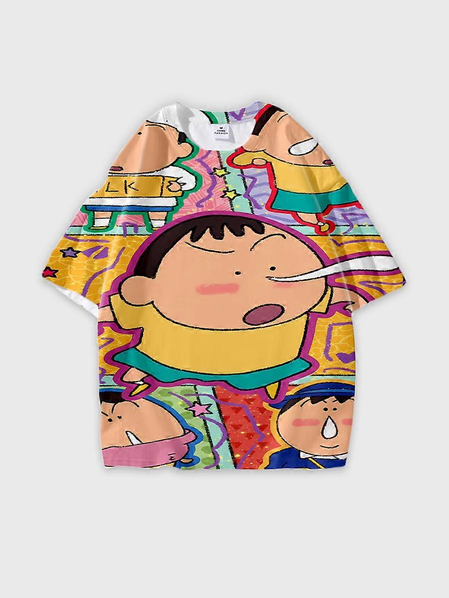 T-shirt round neck Cartoon Pattern loose short sleeve B1949
