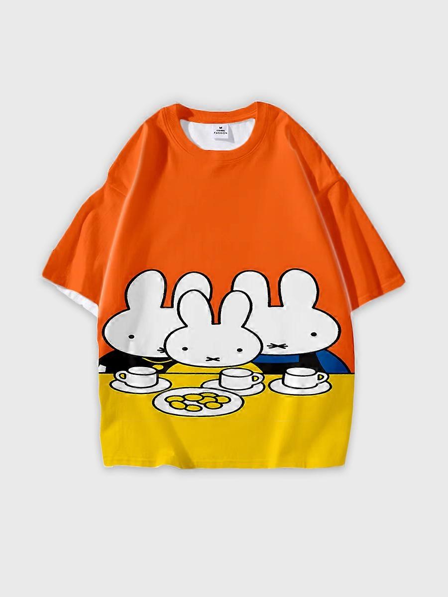 T-shirt girocollo Cartoon Pattern manica corta sciolta D1490