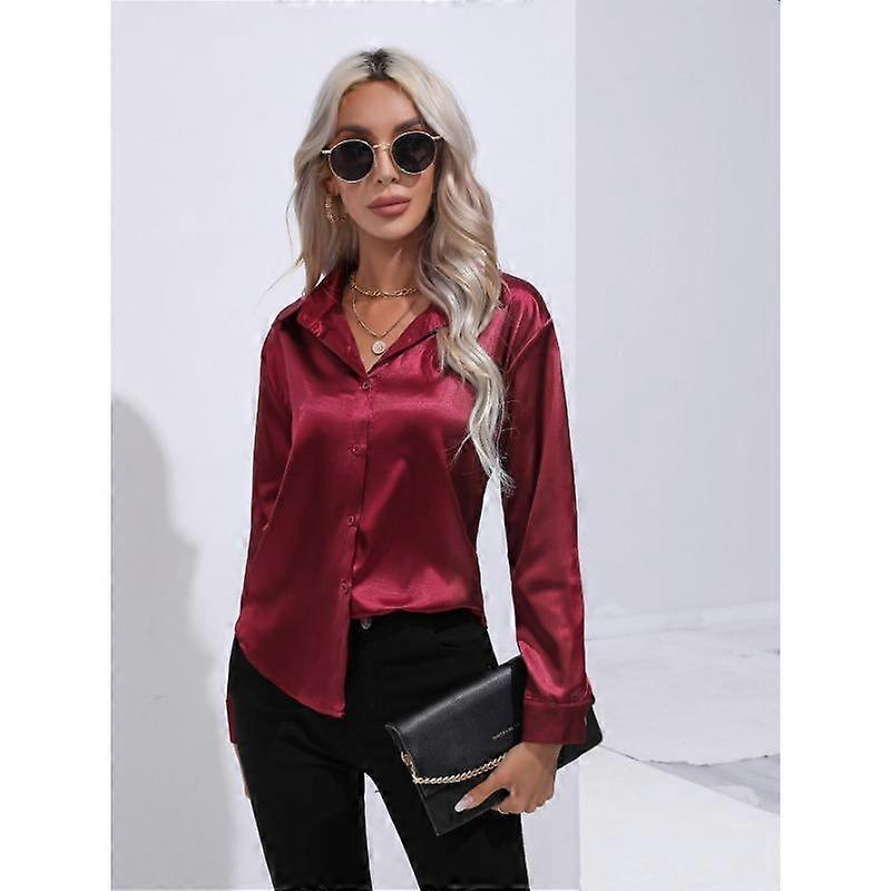 Spring and Autumn Women's Shirt Sateen Shirt Temperament Commuter Long Sleeve Top