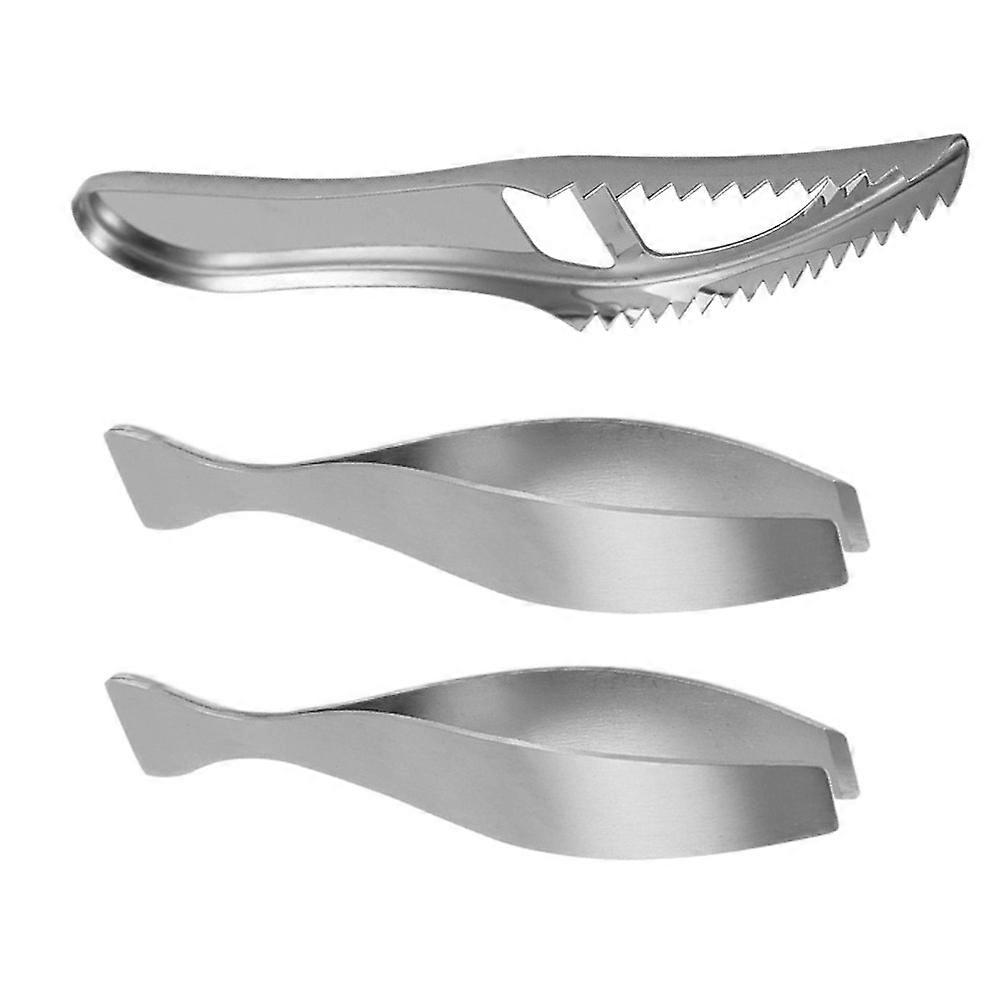 Kitchen Fish Tweezers Seafood Preparation Tools Ergonomic Handle Design Silver 1 Set