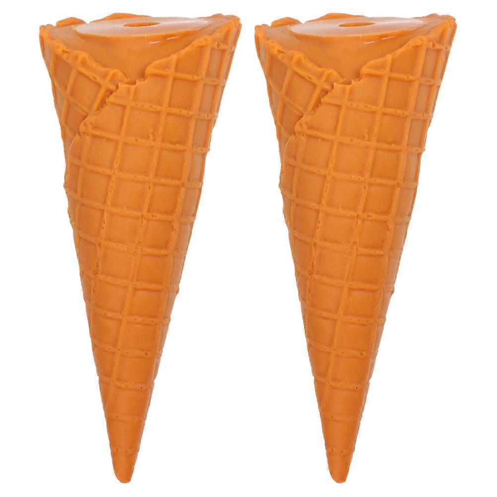 Lifelike Fake Ice Cream Cone Prop for Decor Made of PVC Chocolate Color Realistic Design 2pcs