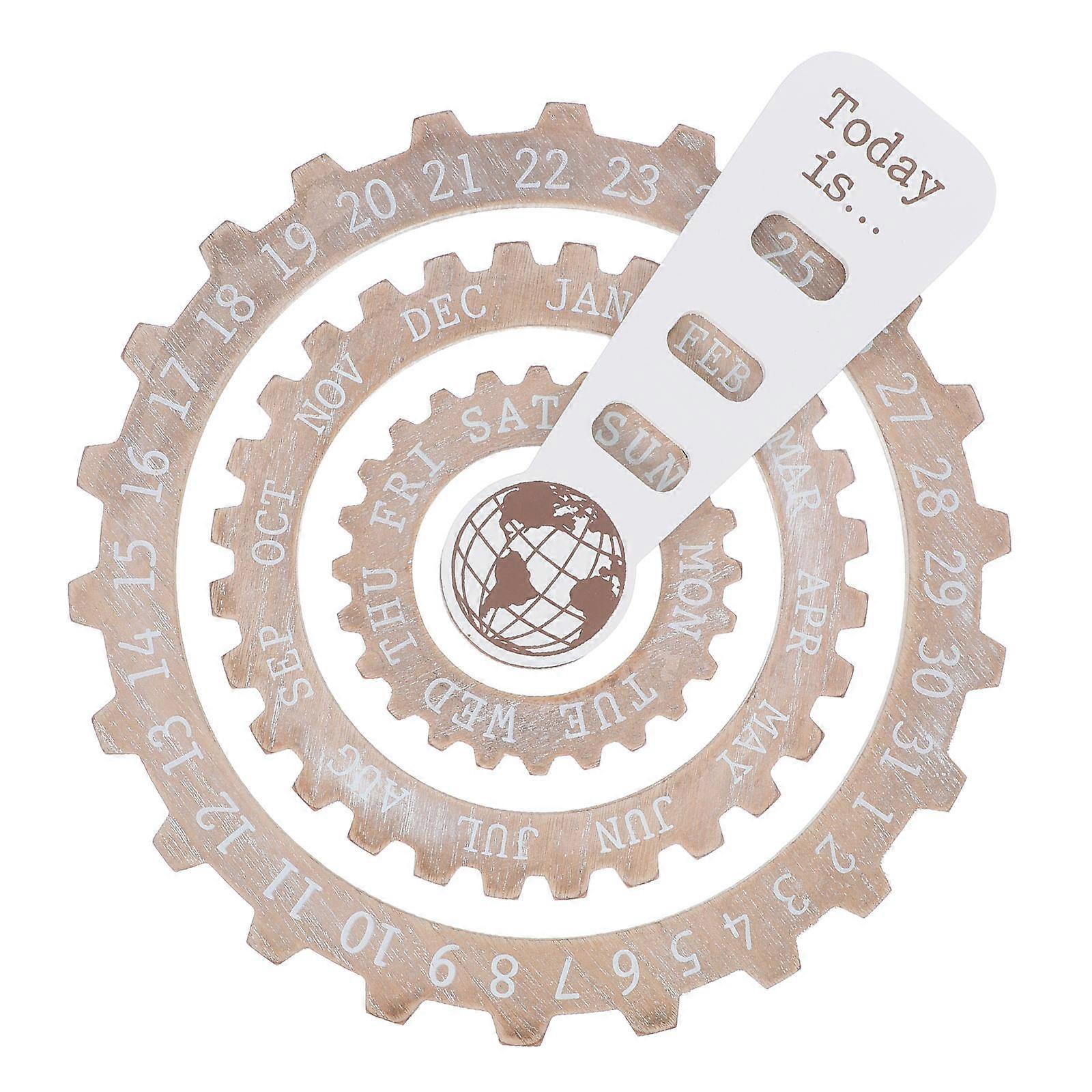 Perpetual Date Adjustment Circular Calendar For Office Use With Craftsmanship And Robust Wood 1Set