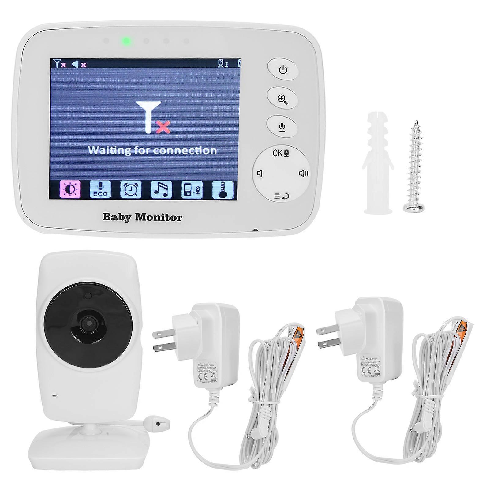 3.2inch Digital Wireless Baby Monitor Music Function Temperature Monitor Video Baby Monitor 100‑240VUS Plug