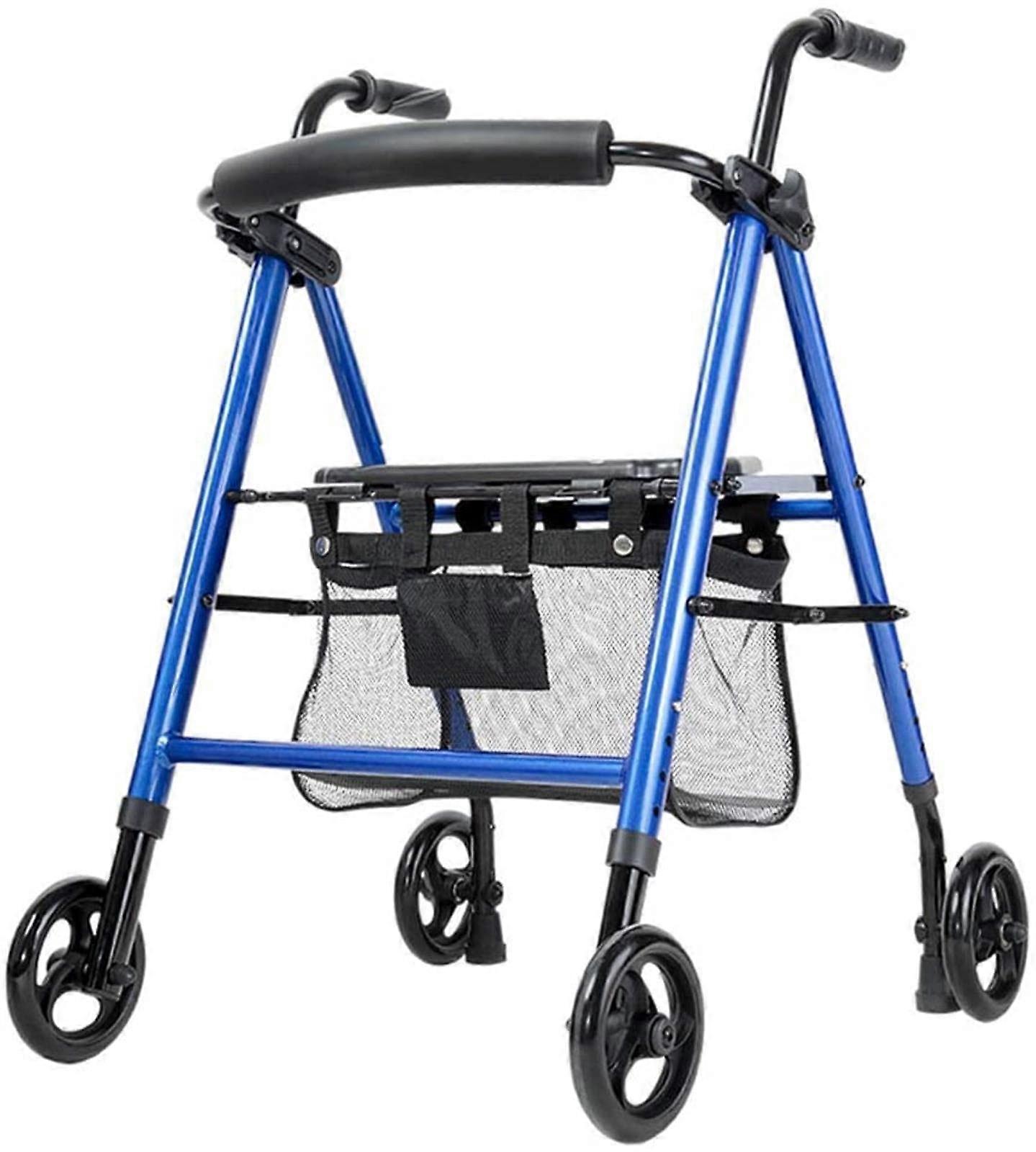 Rollator Walker Foldable For Seniors - Four-Wheel Mobility Walker, Lightweight Shopping Cart Style Rolling Aid