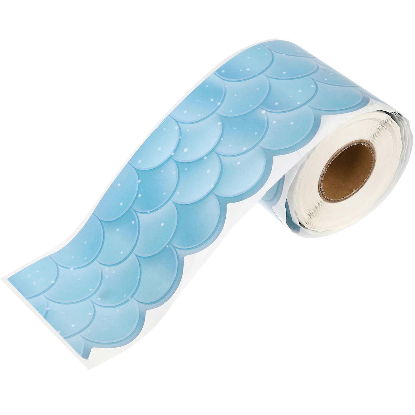 Wavy Pattern Bulletin Board Border Stickers for Decoration Blue Coated Paper 4.5 Inches Wide