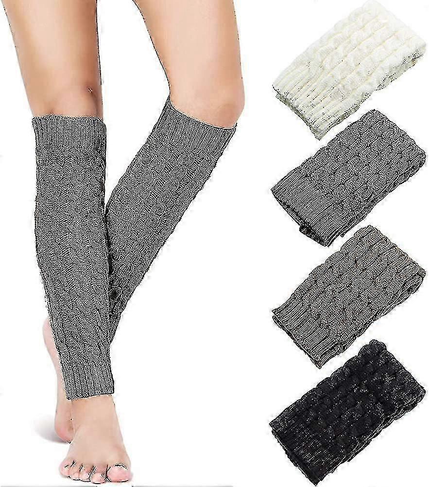 4 זוגות כבל סריג מחממי רגליים ליידי חורף סרוג סרוג ארוך גרביים טייג ארוך-MXBC