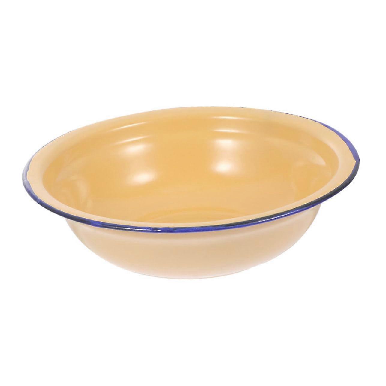 Retro Enamel Bowl Multifunctional Bowl for Washing Vegetables, Soups, and Dough Mixing, Durable Longlasting Enamel Dish for Household